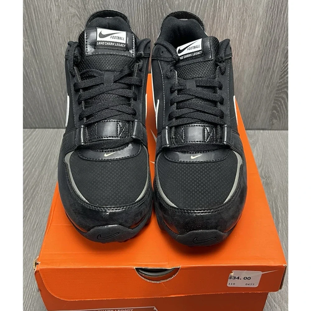 Nike Land Shark Legacy Mid,‎ Black/White Mens Size 12 Football Cleats